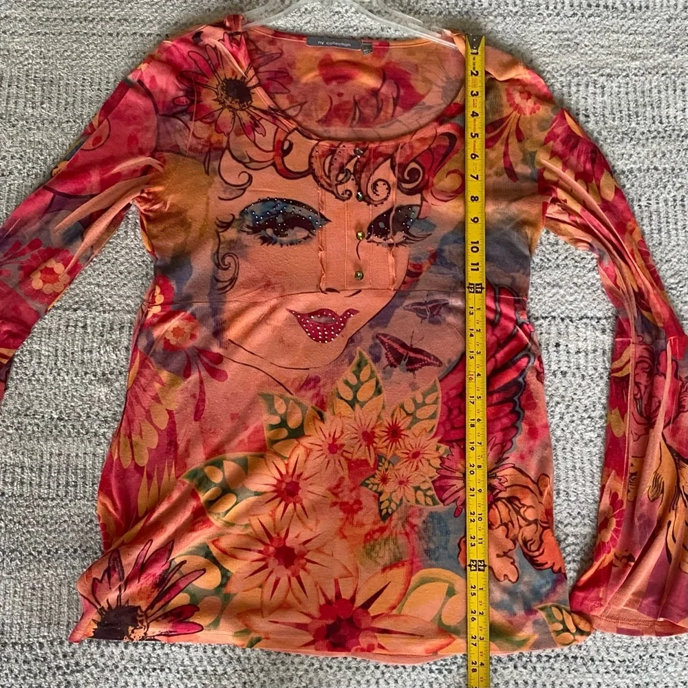 NY Collection Vibrant Artistic Long Sleeve Top - Picture 7 of 8
